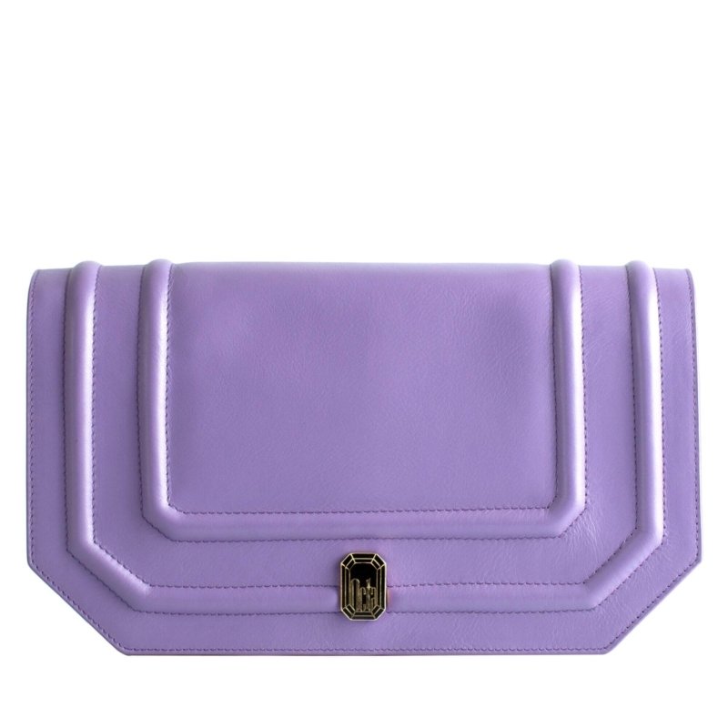 pochette cuir violet