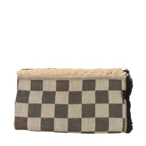 couvre-lit jacquard damier noir beige