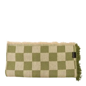 couvre-lit jacquard damier vert