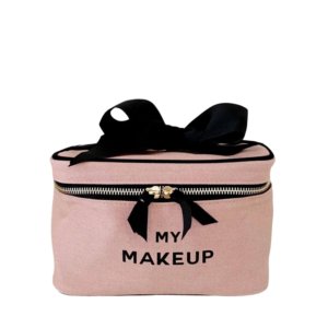 trousse de maquillage rose poudré