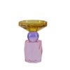 bougeoir en verre cristal rose violet et jaune