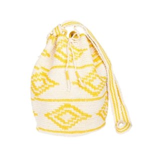 sac seau en crochet jaune Diamonds